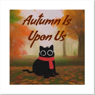 Autumn Season Cozy Cat Tee Posters and Art